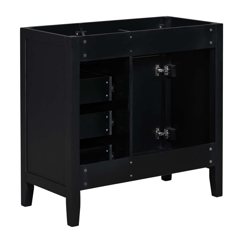  Meuble-lavabo de salle de bain sans lavabo, base d'armoire seulement, armoire de salle de bain avec tiroirs, cadre solide et panneau de fibres à densité moyenne 