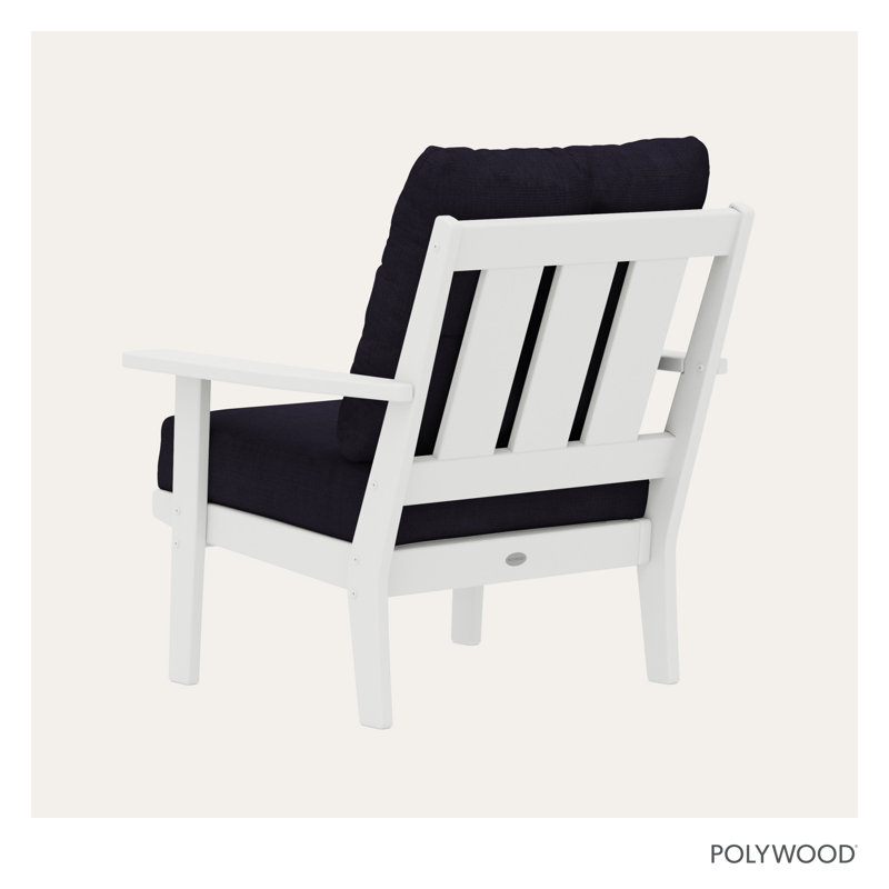 Oxford Deep Seating Chair, White, Navy Linen
