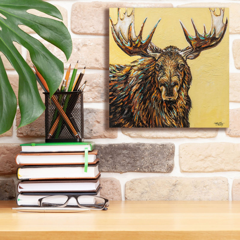 «A Large Moose» par Carolee Vitaletti, art mural sur toile, H 12 po x l 12 po