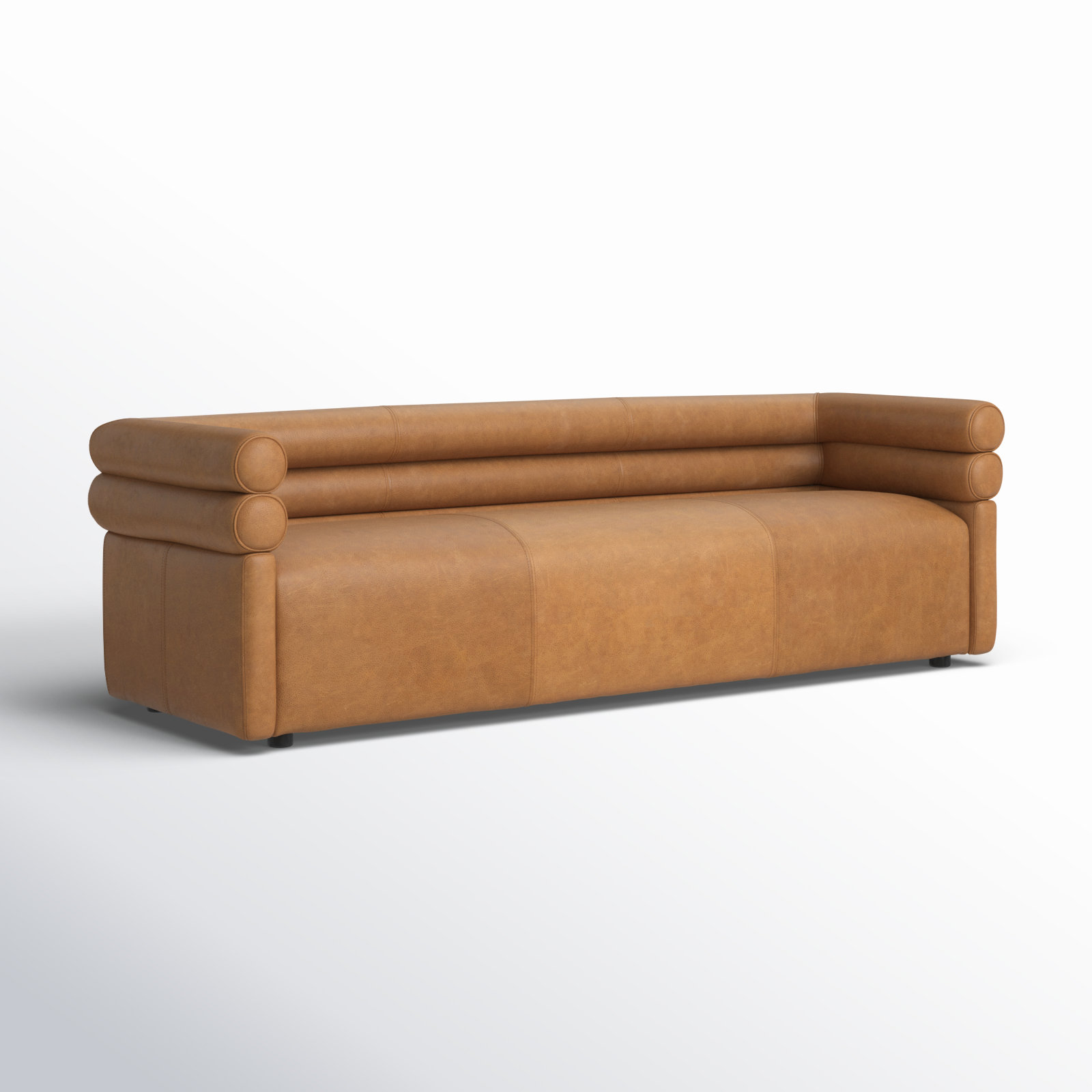 Arve 88.5'' Upholstered Sofa, Palermo Cognac Genuine Leather