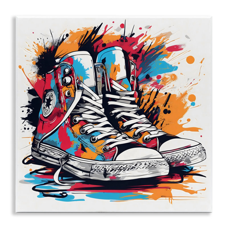 Colourful Sneakers Graffiti Splash Wall Plaque, design by Creative Studio