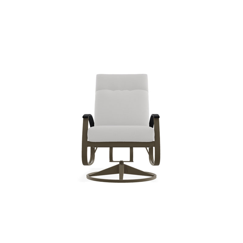 Chaise de patio pivotante avec coussins Askar, Toile Sunbrella® naturel, Noir P70, Bois de plage texturé
