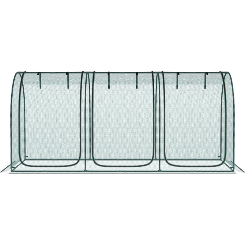 Cage de jardin 9 po x 4 pi avec 3 entrées à fermeture à glissière, compartiment de rangement, 6 piquets de sol, accès à la tente de protection