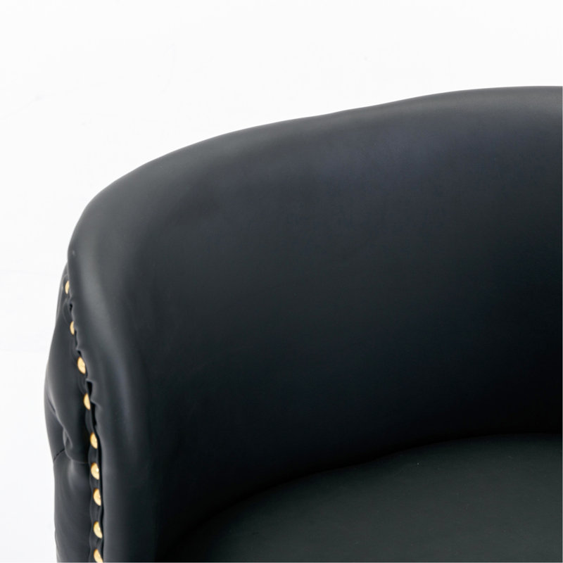 Modern Adjustable Seat Height - Pu Upholstered With Back For Home Pub, Kitchen Island ( Of 2 Black Seats Swivel Leather Upholstered, Pub & (black,