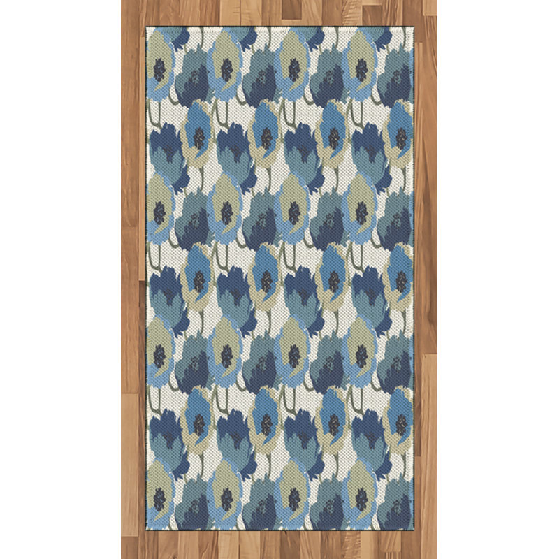 Floral High Density Long Fiber Poly Threads Decorative Area Rug Carpet, Rectangle 2'7" x 5'