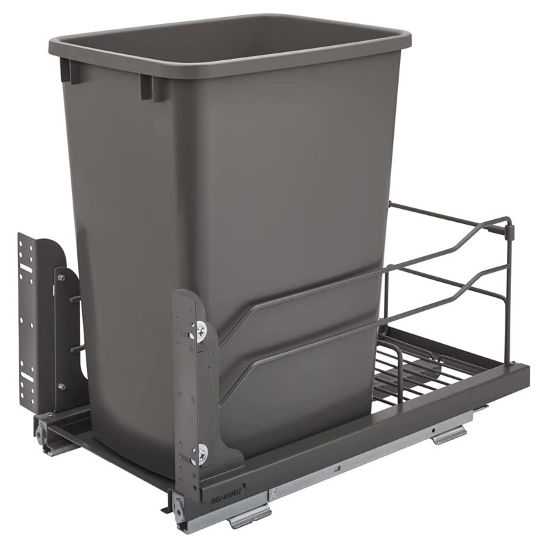 Rev-A-Shelf Pullout Kitchen Trash Can 35 qt. with Soft-close, Orion Gray