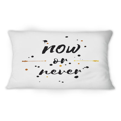 Maintenant ou jamais blanc et noir - coussin décoratif traditionnel imprimé