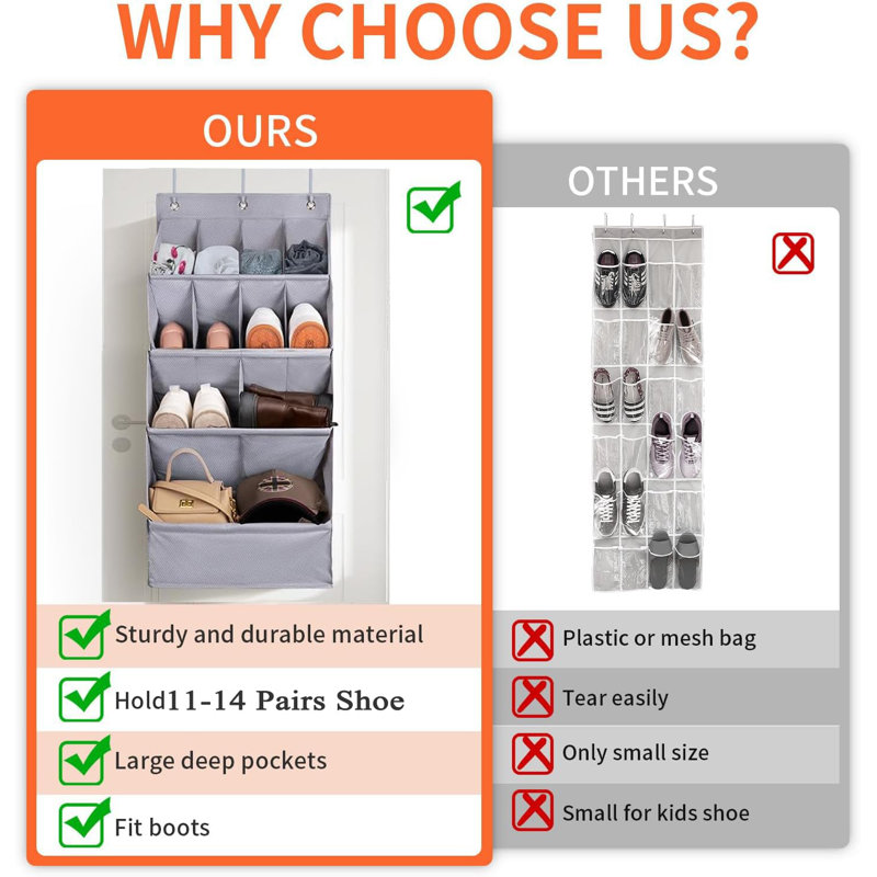 5 Pair Overdoor Shoe Organiser