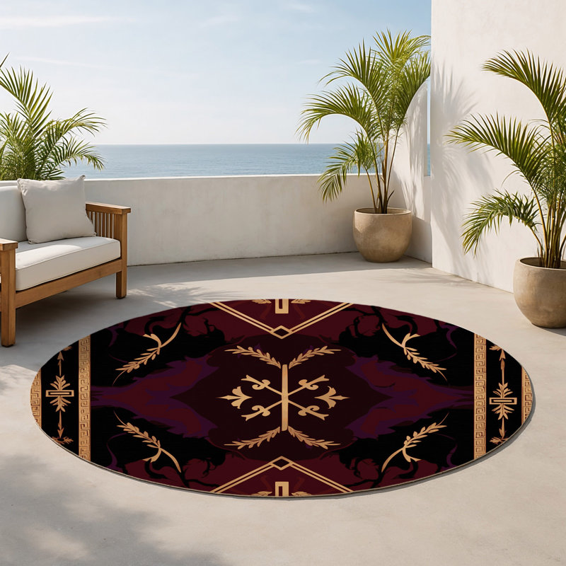 Tapis intérieur et extérieur Flourished Legacy, Rond 5 pi