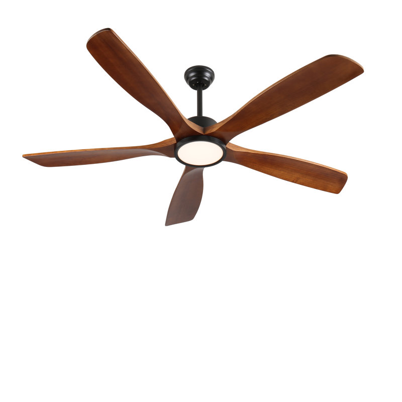 Ventilateur de plafond en bois 60 po avec lumière, ventilateur de plafond à profil bas avec télécommande, moteur CC réversible silencieux avec minuterie