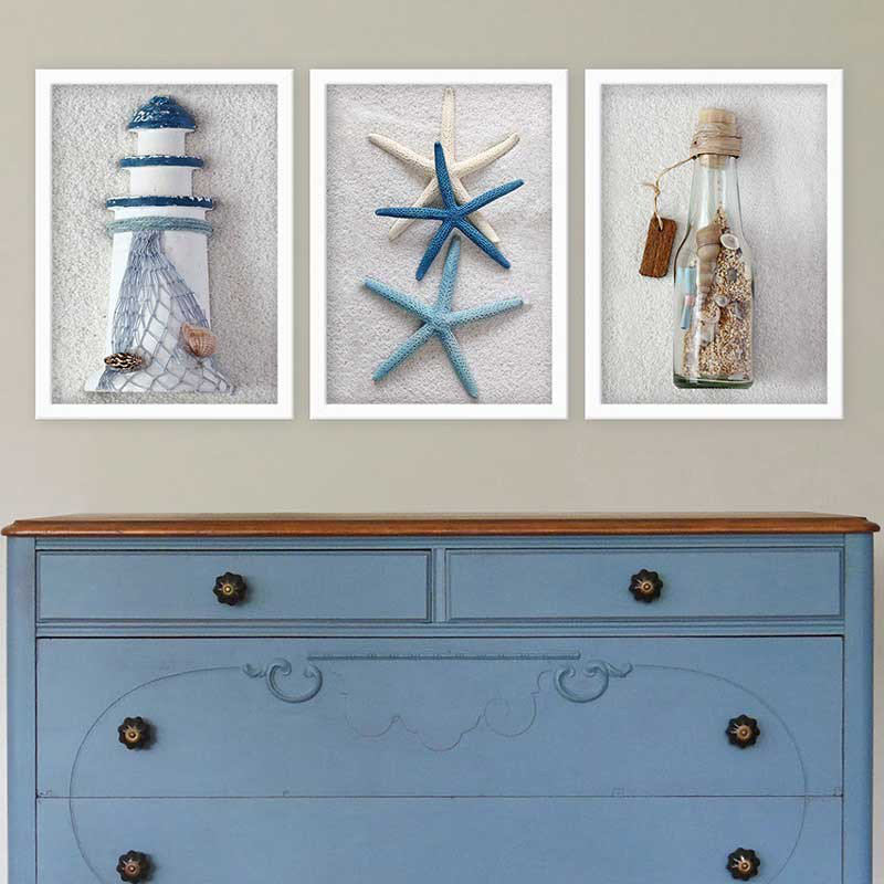 Ensemble de 3 peintures élégantes encadrées décoratives, 13,8 x 17,7 pouces chacune | 100% bois avec cadre 100% polystyrène (épaisseur: 0,8 pouce) | Impression numérique UV, parfaite pour le salon et la décoration intérieure