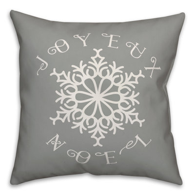  Joyeux Noel Snowflake Throw Pillow