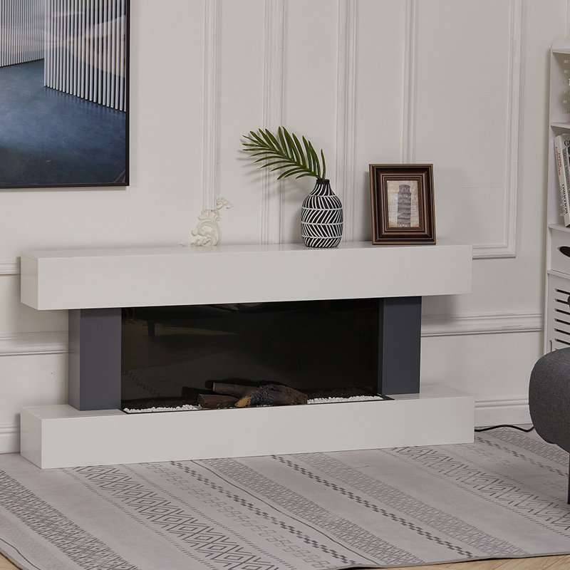 Ivy Bronx 132 cm W White Electric Fireplace with 5120 BTU