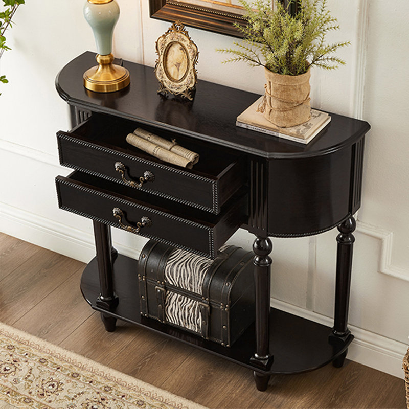 Black Solid Wood Console Table, 35.43" H x 35.43" W x 11.81" D