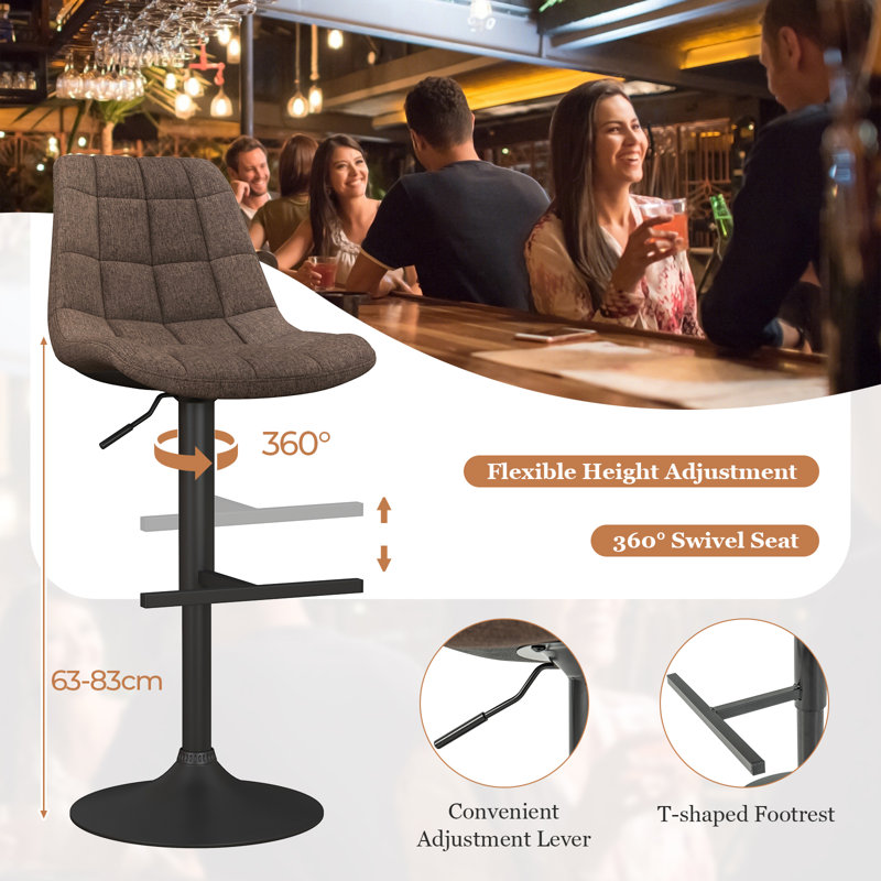 Hillingdon Swivel Upholstered Adjustable Height Bar Stool