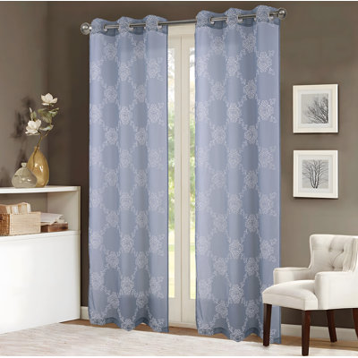 Paire de rideaux semi-transparents brodés Doveon