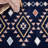 Baston Southwestern Navy/Orange/White Area Rug-157903949