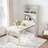 Buffet With Hutch And Foldable Dining Table, Storage Shelves, Side Hooks And A Cabinet With Sliding Doors