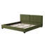 Structure de lit en velours, lit plateforme tapissier avec tête de lit capitonnée incurvée, coins carrés doux, vert olive