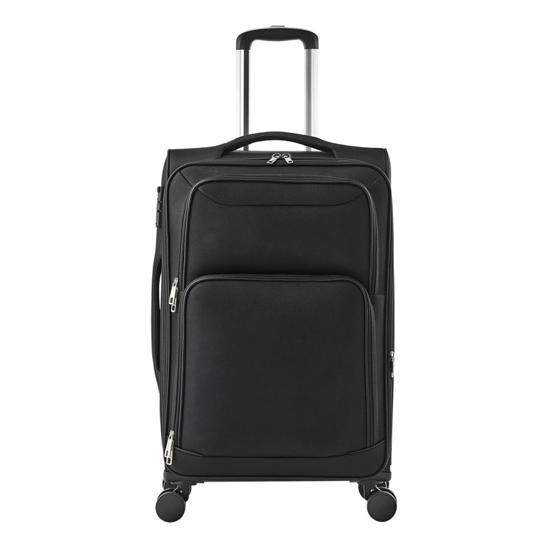 24-Inch Softside Expandable Luggage with Spinner Wheels Checked Suitcase