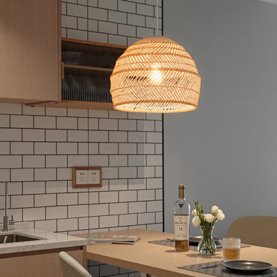 Turbeville 1 - Light Rattan Dome Pendant