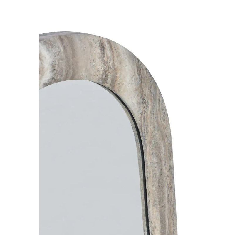 Calvo Arch Guangxi Marble; Faux Travertine; Paper; Iron; Wood Mirror