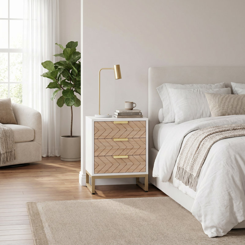 white and gold nightstand and dresser set Bedroom Set White Glossy Gold Garcia's Family Furniture