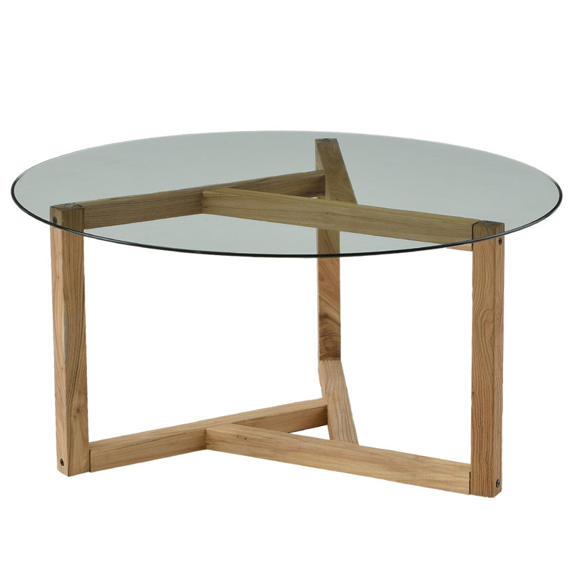 Round Glass Coffee Table, Brown