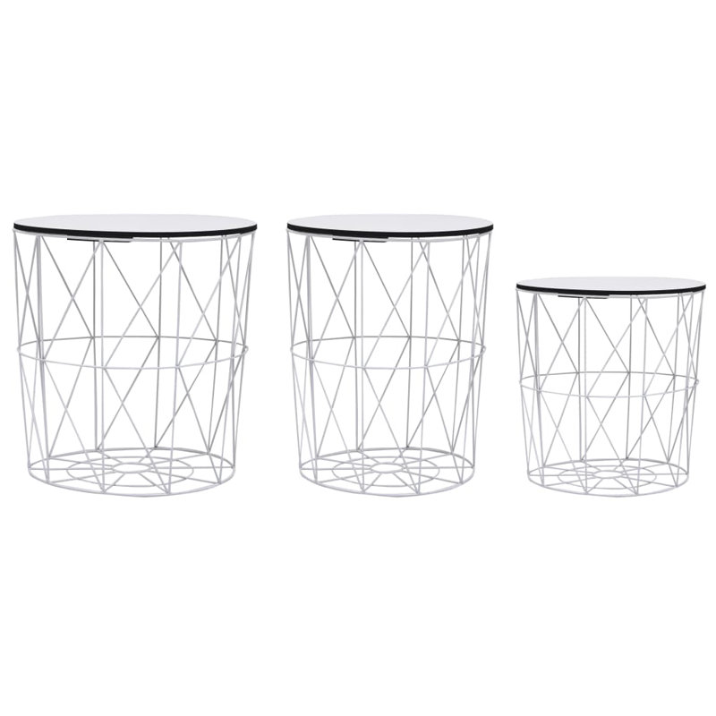 Sweitzer Frame 3 Nesting Tables Coffee Table with Storage, White, Gray