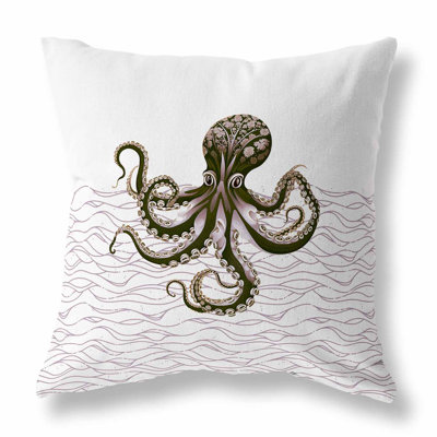 Oceanic Octo Art Outdoor Reversible Throw Pillow