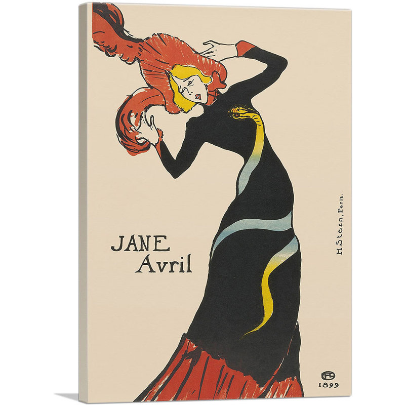 Jane Avril 1899 by Henri De Toulouse-Lautrec - Wrapped Canvas Print, 18" H x 26" W x 0.75" D