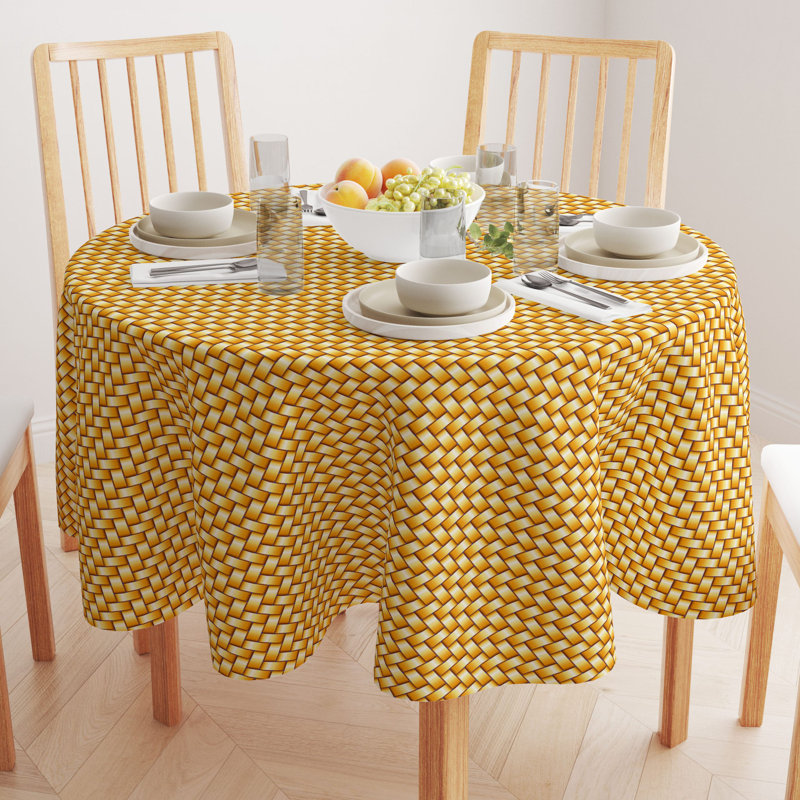 Vidrio Geometric Dining Linen Set, 102" Round, Vizcaino Geometric