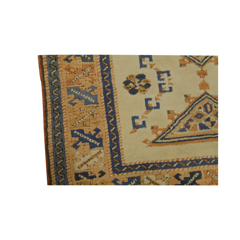 Tapis ivoire et pêche noué à la main de haute qualité