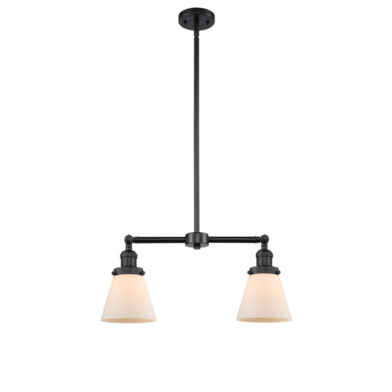Stonecipher 2 - Light Kitchen Island Pendant, Matte White Cased, 6 Watt Vinage LED Bulb, Matte Black