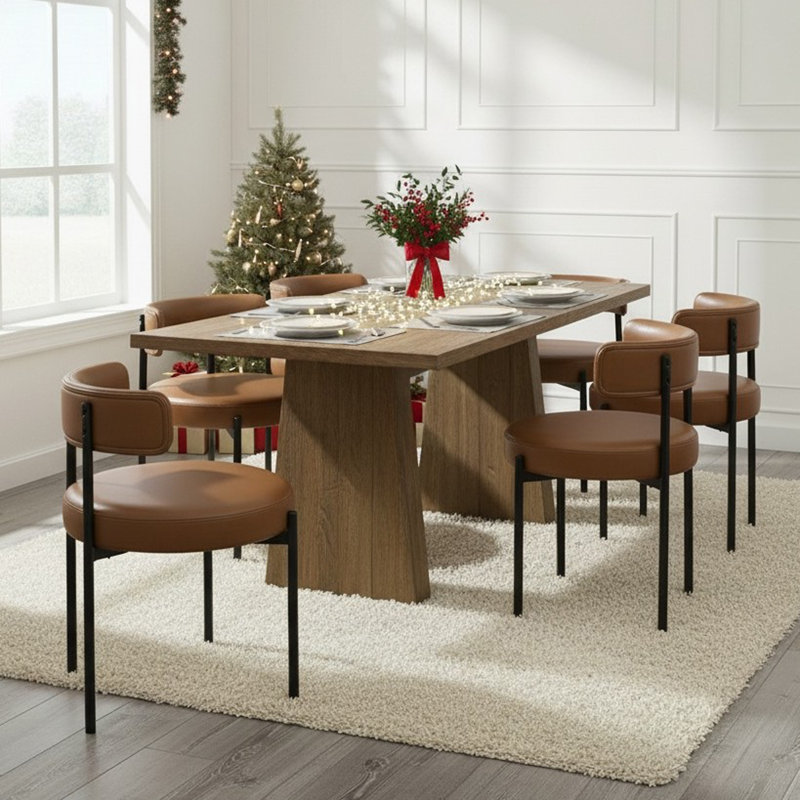 Chaises d'appoint rembourrées en similicuir, Whisky brun, 6