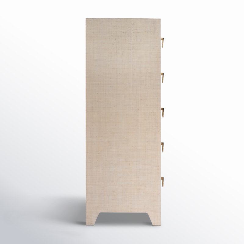 Bar Harbor 5 Drawer Raffia Dresser, Natural