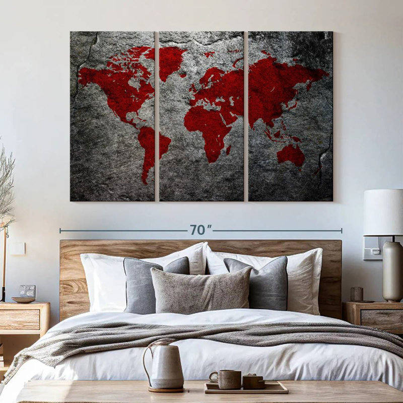 «Boulder World Map», reproduction sur toile, H 42 po x l 65 po x 1,25 po