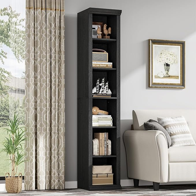 Bibliothèque étroite H 72 "x l 13,7", Noir