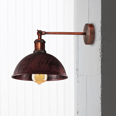 Janessa 1-Light Iron Swing Arm Dome Wall Sconce