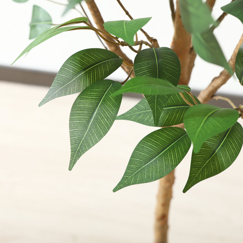 Ficus artificiel en pot 7 pi avec des feuilles réalistes et un tronc naturel Adcock, H 82 po x l 20 po x P 20 po
