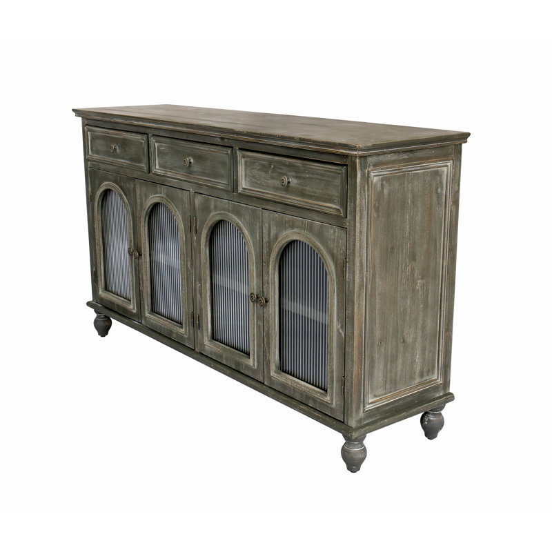 Buffet moderne de 60 po, armoire de rangement avec pieds en bois massif, tablettes pour la cuisine, la salle à manger et le salon