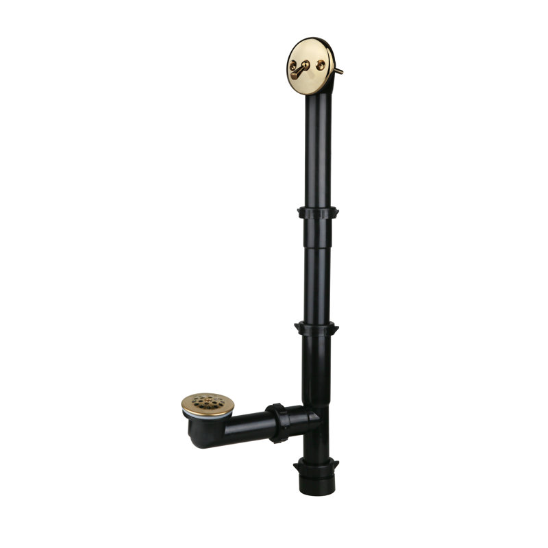 Streamline 66 in. x 32 in. Acrylic Left-Hand Drain Alcove Bathtub in Glossy White With External Drain, Polished Brass