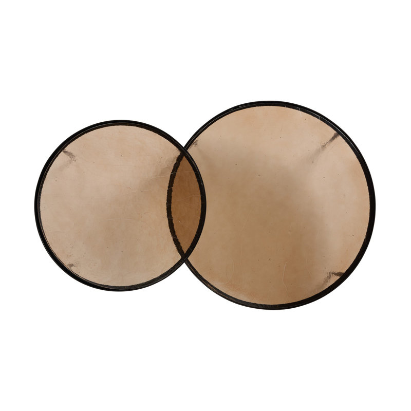 Yoko Nesting Set Of 2-Smoked Brown Cast Glass, Smoked Brown Cast Glass