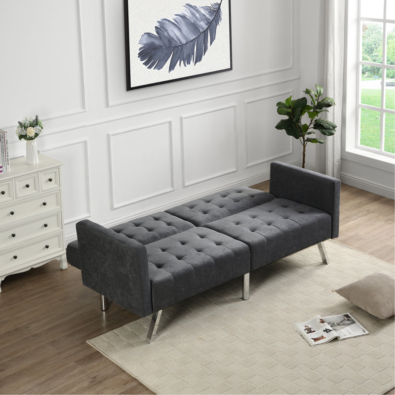 Canapé en lin respirant gris foncé pour un lit convertible décontracté Modern Homes, Gris foncé