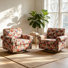 Fauteuil pivotant rembourré avec accoudoirs roulés et garniture cloutée