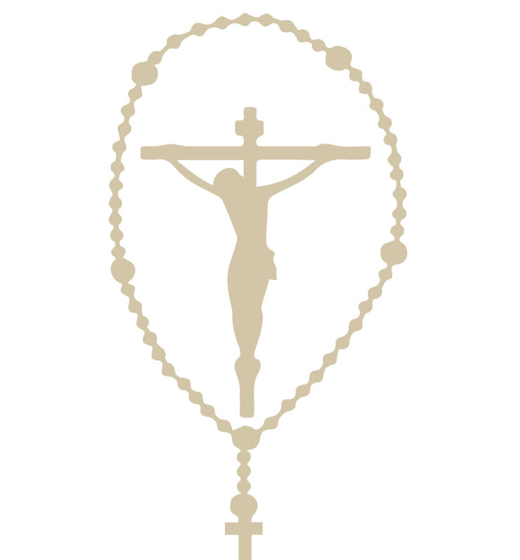 Décalcomanie murale crucifix rosary, H 40 po x l 20 po x P 0,01 po, Beige