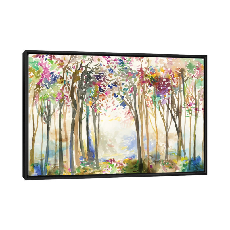 «Sunny Path II», reproduction sur toile, H 18 po x l 26 po x P 1,5 po, Toile avec cadre noir, Pas de tapis
