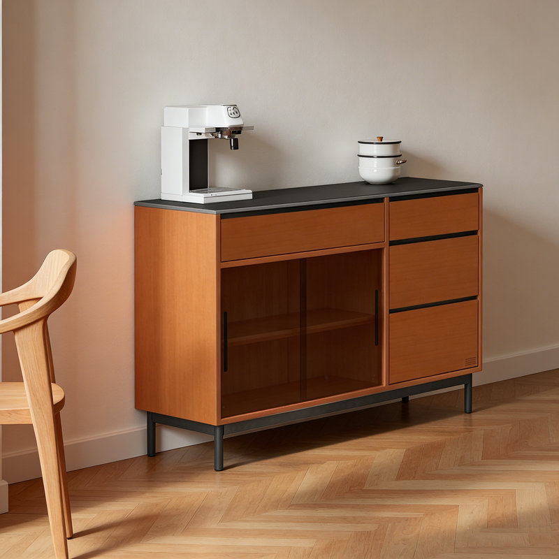 Petit buffet de salle à manger, H 35,43 po x l 49,37 po x P 11,89 po, Brun / Noir