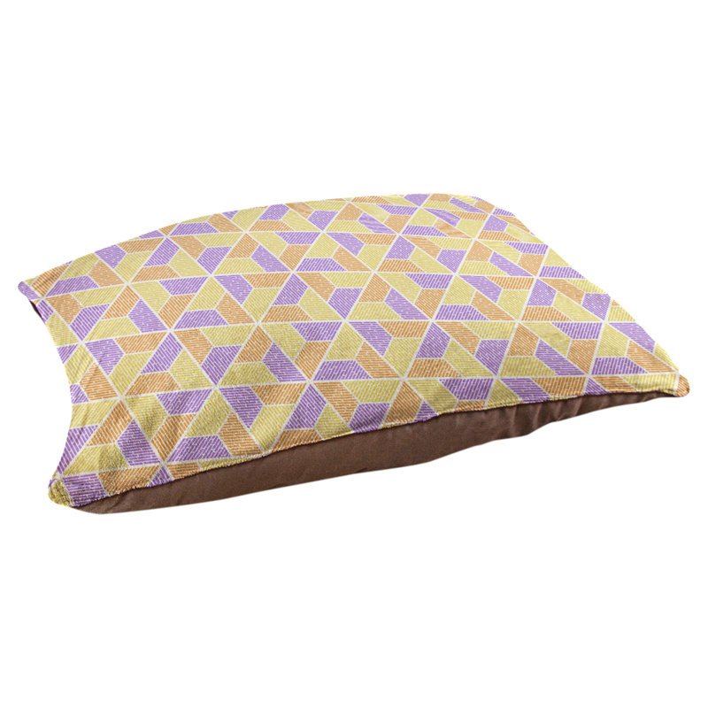 Coussin pour chien Byrge Trapezoids, Très grand (l 50 po x P 40 po x H 42 po), Orange / jaune / mauve