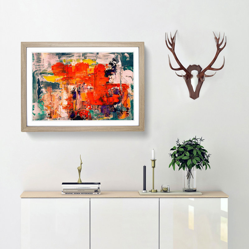 Abstract Art Painting Vol.101 by S.Johnson - Picture Frame Painting Print, 27cm H x 36cm W x 2cm D, Oak Framed